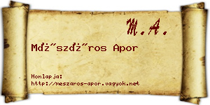 Mészáros Apor névjegykártya